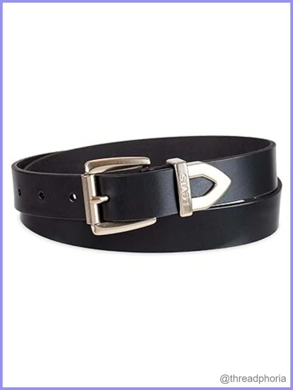 Genuine Leather Western Style Jean Belt with Metal Tip & Roller Buckle